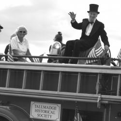 Don (Abe Lincoln) Resig on the 1947 Fire Truck